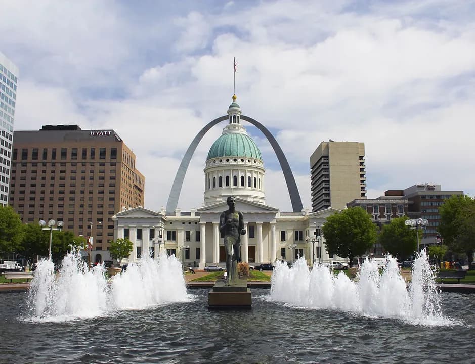 St. Louis cityscape and surrounding landscape
